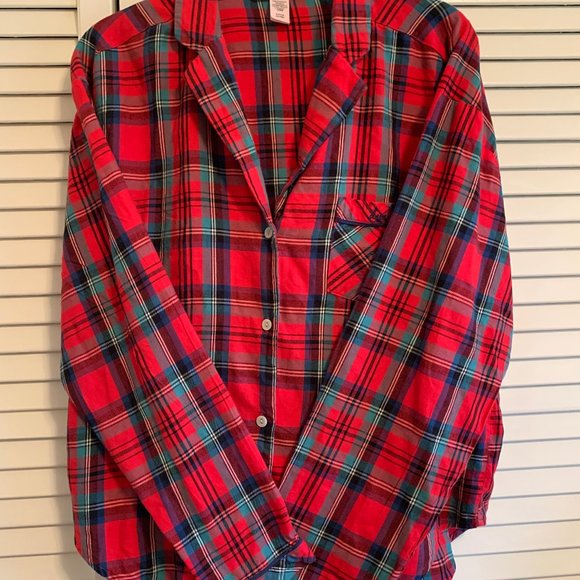 Victoria's Secret Red Plaid Flannel Pajama Top - Picture 5 of 5